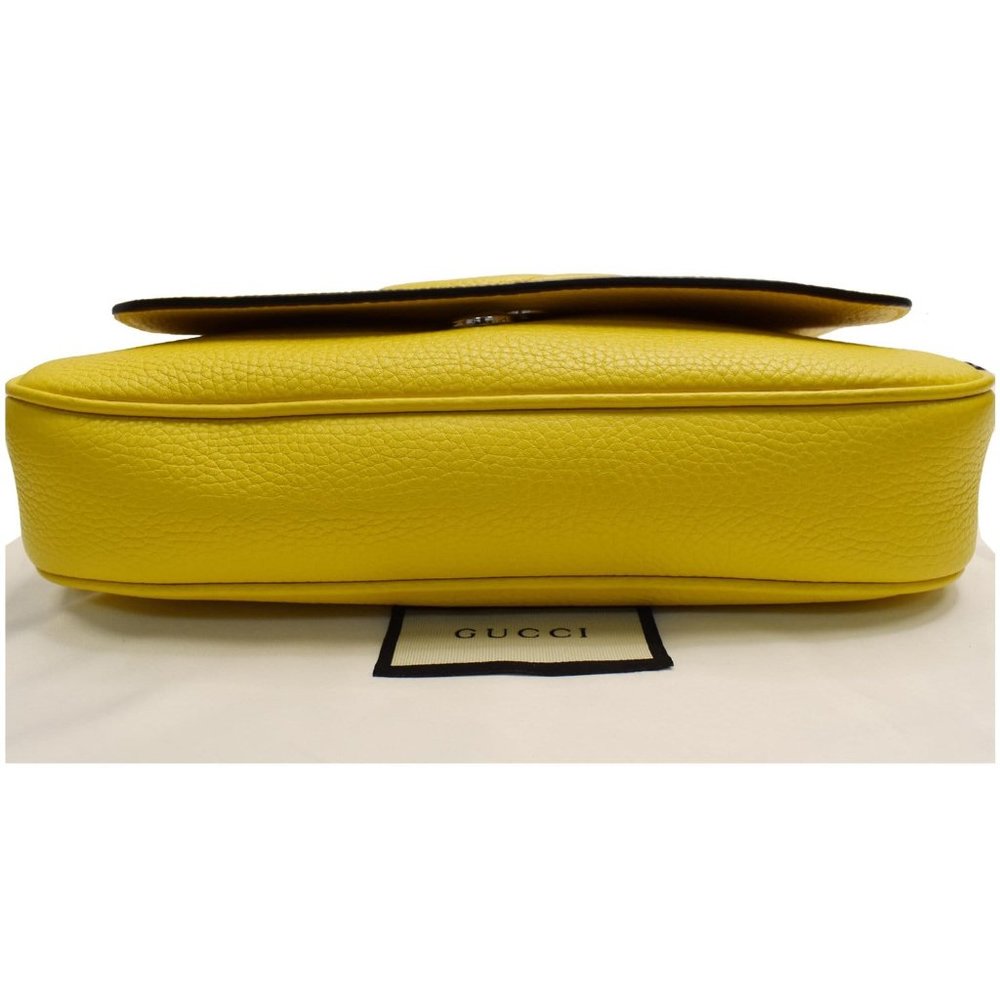 Gucci Soho Chain Flap Yellow Leather Shoulder Bag - Picture 7 of 12